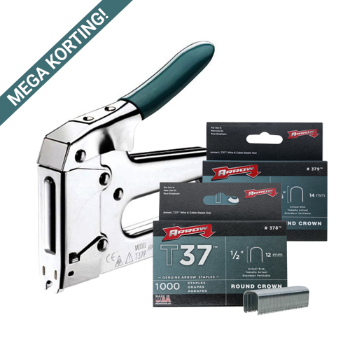 Combi-deal: T37 cable staples with free cable tacker Combi-deal: T37 cable staples with free cable tacker